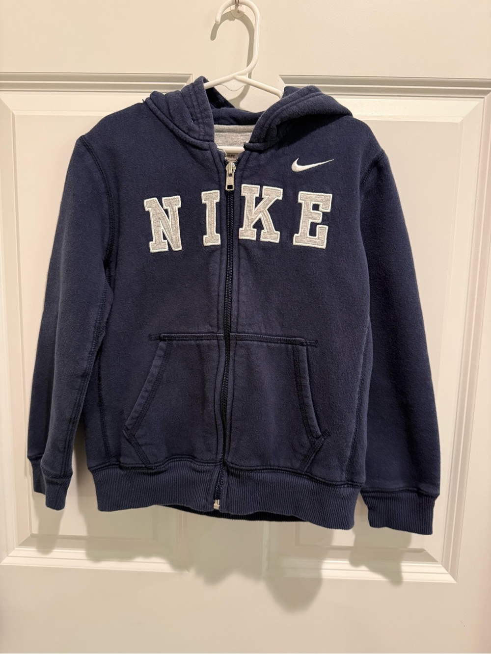 Nike Navy Blue Full-Zip Hoodie with White Lettering